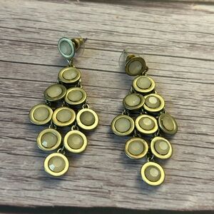 Elegant Gold and Cream Chandelier Earrings E961